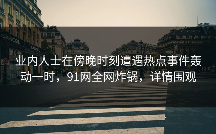 业内人士在傍晚时刻遭遇热点事件轰动一时，91网全网炸锅，详情围观